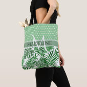 Custom Palm Leafs White Polka Dots Muster Tasche (Von Nahem)