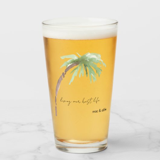 Custom Palm Tree Leben mein bestes Leben Glas (Vorne (Gefüllt))