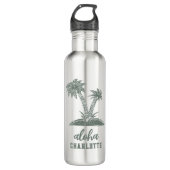 Custom Palm Tree Tropical Hawaiian Edelstahlflasche (Vorderseite)