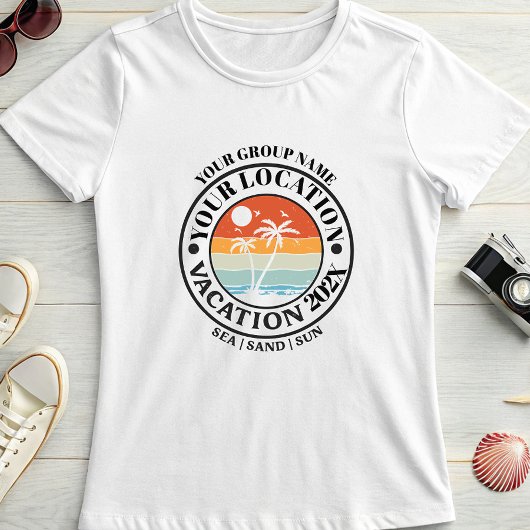 Custom Palm Vacation Badge; Group or Family T-Shirt