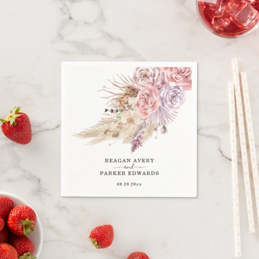 Custom Pampas Grass Lila Hochzeit Serviette (Beispiel)