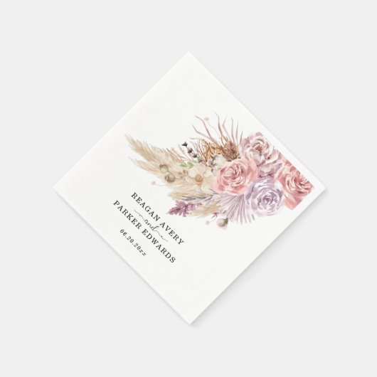 Custom Pampas Grass Lila Hochzeit Serviette (Ecke)