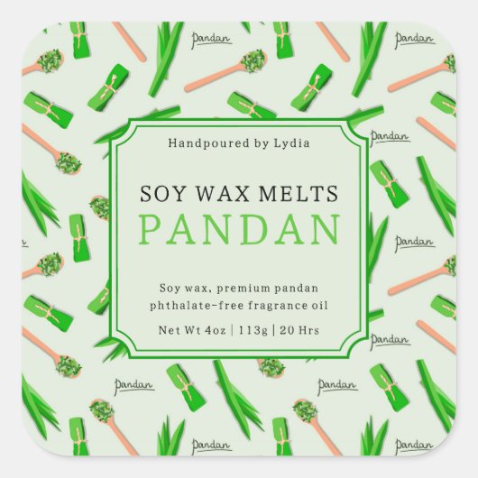 Custom Pandan Wax Melts Square Sticker (Vorderseite)