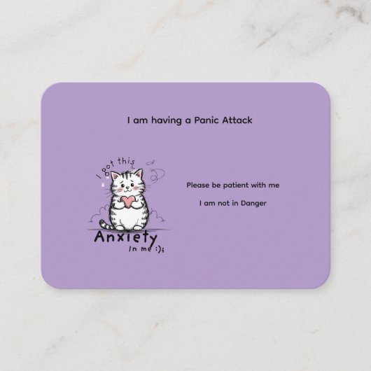 Custom Panic Attack Help Card Visitenkarte (Vorderseite)