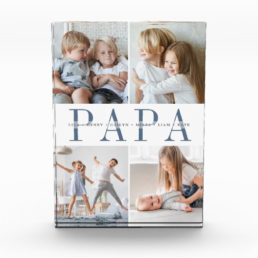 Custom Papa Grandchildren Fotoblock (Vorderseite)