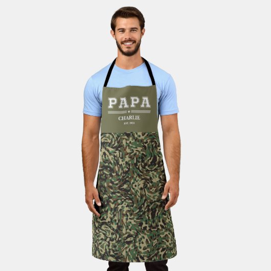 Custom Papa Name Vatertag Personalisiertes Geschen Schürze (Getragen)