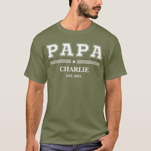 Custom Papa Name Vatertag Personalisiertes Geschen T-Shirt (Vorderseite)
