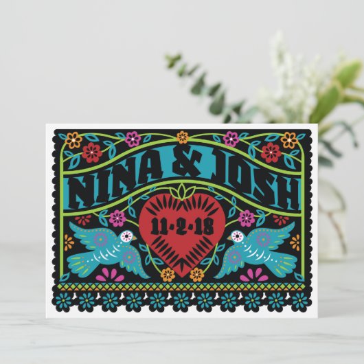 Custom Papado Picado Lovebirds for Nina 2 Einladung (Stehend Vorderseite)