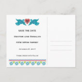Custom Papado Picado Style Lovebirds Save the Date Ankündigungspostkarte (Rückseite)