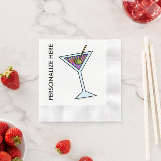 CUSTOM PAPER COCKTAIL NAPKINS - MARTINI DESIGN SERVIETTE (Beispiel)