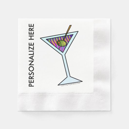 CUSTOM PAPER COCKTAIL NAPKINS - MARTINI DESIGN SERVIETTE (Vorderseite)