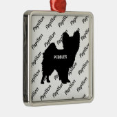 Custom Papillon Dog Silhouette Ornament Aus Metall (Rechts)