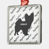 Custom Papillon Dog Silhouette Ornament Aus Metall (Links)