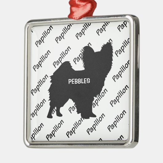 Custom Papillon Dog Silhouette Ornament Aus Metall (Links)