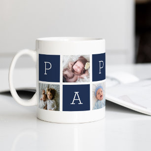 Custom Pappou Großvater Foto Collage Kaffeetasse