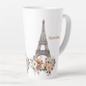 Custom Paris Eiffel Tower Beautiful Floral Milchtasse (Rechte Ecke)