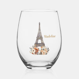 Custom Paris Eiffel Tower Beautiful Floral Weinglas Ohne Stiel