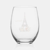 Custom Paris Eiffel Tower Beautiful Floral Weinglas Ohne Stiel (Rückseite)