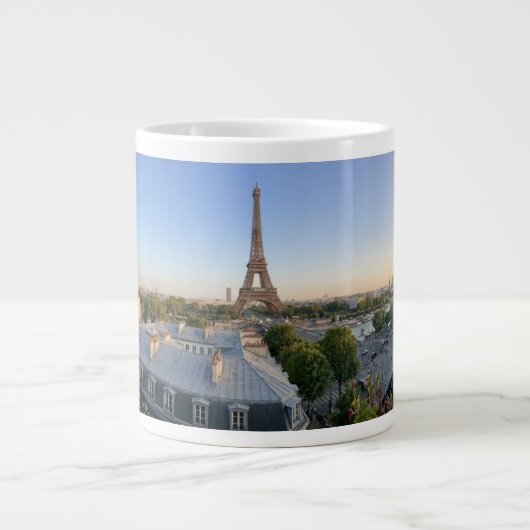 Custom Paris Panoramic Skyline View Eiffel Tower Jumbo-Tasse (Vorderseite)