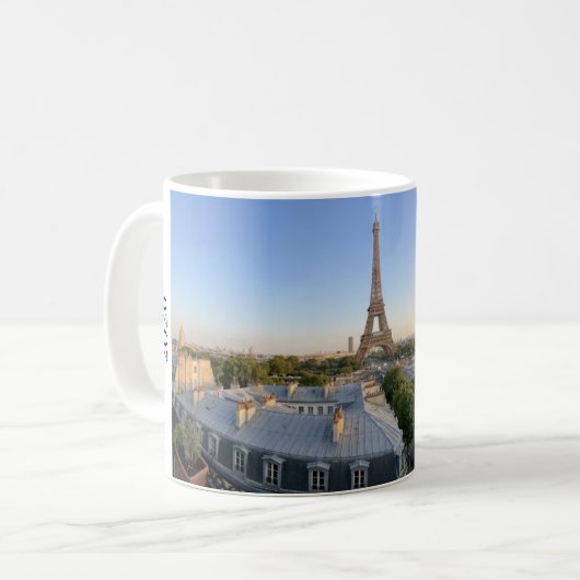 Custom Paris Panoramic Skyline View Eiffel Tower Kaffeetasse (Vorderseite Links)