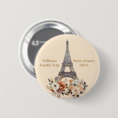 Custom Paris Trip Eiffel Tower Floral Button (Vorne & Hinten)