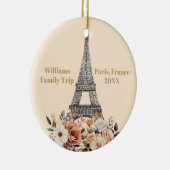 Custom Paris Trip Eiffel Tower Floral Christmas Keramik Ornament (Rechts)
