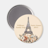 Custom Paris Trip Eiffel Tower Floral Magnet (Vorderseite/Rückseite)
