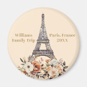 Custom Paris Trip Eiffel Tower Floral Magnet (Vorne)