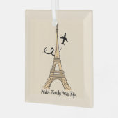 Custom Paris Trip Eiffel Tower Weihnachten Ornament Aus Glas (Vorderseite links)
