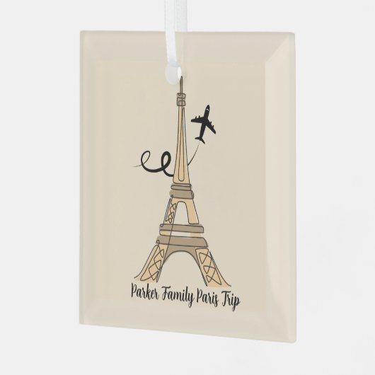 Custom Paris Trip Eiffel Tower Weihnachten Ornament Aus Glas (Vorderseite links)