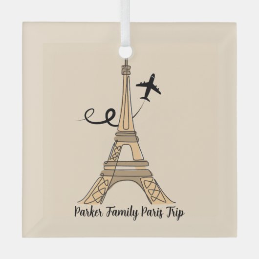 Custom Paris Trip Eiffel Tower Weihnachten Ornament Aus Glas (Vorderseite)