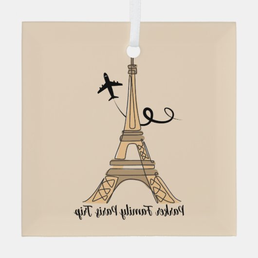 Custom Paris Trip Eiffel Tower Weihnachten Ornament Aus Glas (Rückseite)