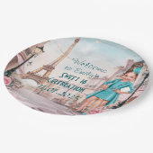 Custom Paris und Rose Sweet 16 in Paris Pappteller (Schrägansicht)