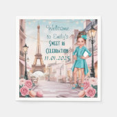 Custom Paris und Rose Sweet 16 in Paris Serviette (Vorderseite)