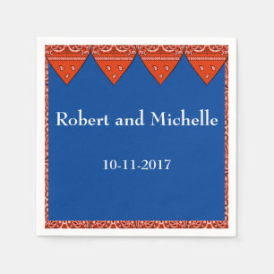 Custom Party Napkin Red Bandana Print Serviette