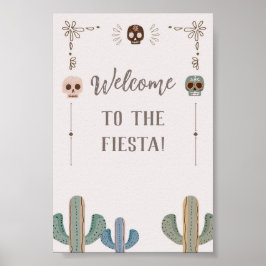Custom Party Sign Mexican Skull Cactus Fiesta Poster