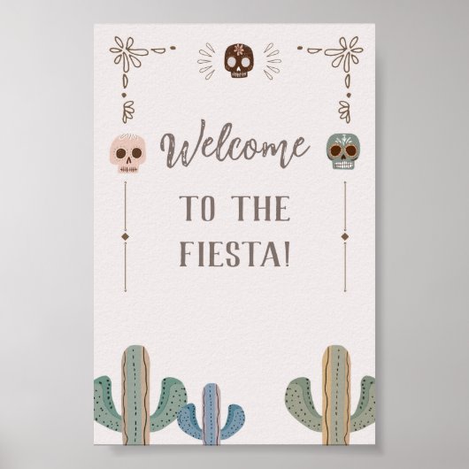 Custom Party Sign Mexican Skull Cactus Fiesta Poster (Vorne)