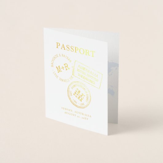 Custom Passport Briefmarke Hochzeitspaziergang Folienkarte (Vorderseite)
