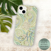 Custom Pasta Green Yellow Blue Pink Paisley Art iPhone Hülle