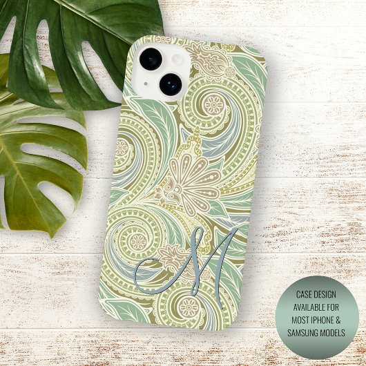 Custom Pasta Green Yellow Blue Pink Paisley Art iPhone Hülle