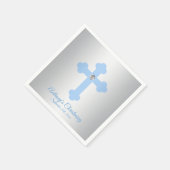 Custom Pastel Blue Boy Cross CHRISTENENING BAPTISM Serviette (Ecke)