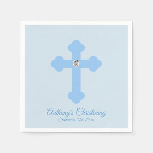 Custom Pastel Blue Boy Cross CHRISTENENING BAPTISM Serviette (Vorderseite)