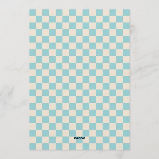 Custom Pastel Blue Checkered Birthday Party Einladung (Rückseite)