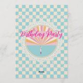 Custom Pastel Blue Checkered Birthday Party Einladung (Rückseite)