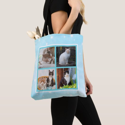 Custom Pastel Blue Foto Tasche (Von Nahem)