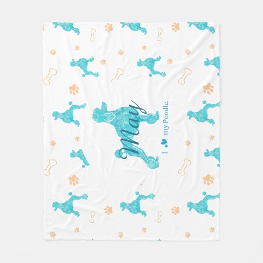 Custom Pastel Blue Poodle Silhouette Blanket Gift Fleecedecke (Vorderseite)