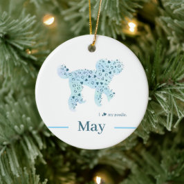 Custom Pastel Blue Poodle Silhouette customizable Keramik Ornament