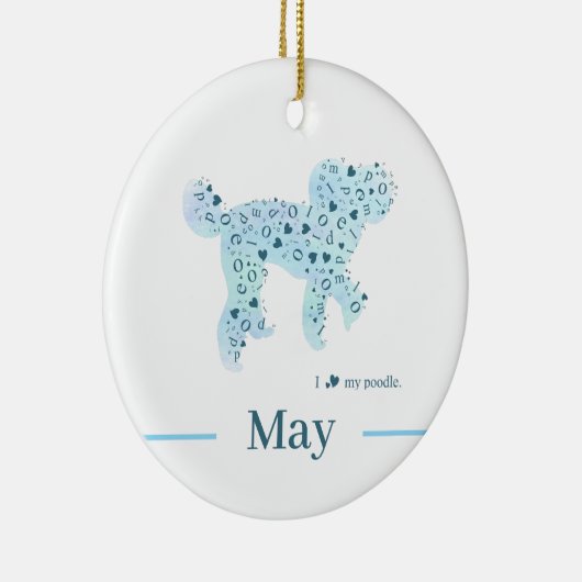 Custom Pastel Blue Poodle Silhouette customizable Keramik Ornament (Rechts)