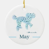 Custom Pastel Blue Poodle Silhouette customizable Keramik Ornament (Hinten)