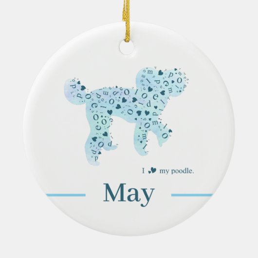 Custom Pastel Blue Poodle Silhouette customizable Keramik Ornament (Hinten)